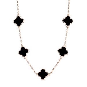 Adornia 14k Rose Gold Plated Black Clover Station Necklace - 1 of 4