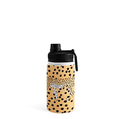 Black and Gold Cheetah Water Bottle