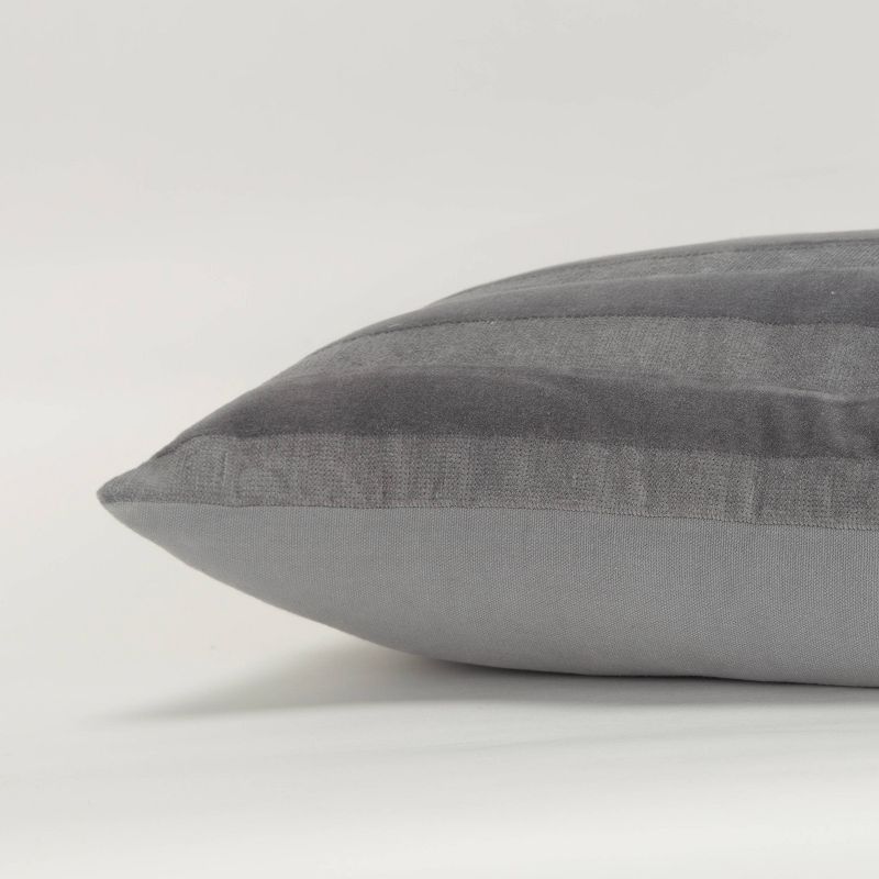 14&#34;x26&#34; Oversized Solid Striped Poly Filled Lumbar Throw Pillow Gray - Rizzy Home, 6 of 11