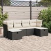 vidaXL Patio Sofa Set with Cushions Outdoor Furniture 6 Piece Poly Rattan - Black and Cream with Storage & Bag - 2 of 4