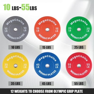 Rubber Bumper Weight Plates 10,15,25 Lbs Pairs,2-Inch Rubber Bumper Plates 100 Lbs Sets for Home Gym Workout