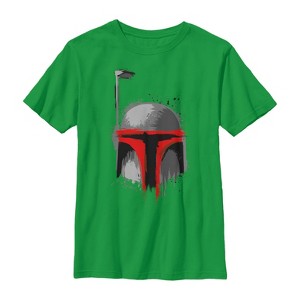 Boy's Star Wars Messy Boba Fett Painted Helmet T-Shirt - 1 of 3