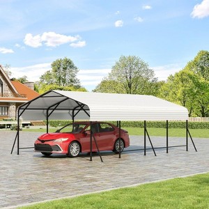 Acekool 13x20 Ft Heavy Duty Carport, Galvanized Steel Tube Outdoor Garage Shelter, Reinforced Metal Roof & Anchored Base, All-Weather Large Carport - 1 of 4