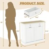 20 Gallons Tilt Out Trash Cabinet, 2 Door Wood Garbage Recycling Cabinet with Hideaway Drawer, Pet Proof Trash Can Holder for Kitchen Living Room - 2 of 4