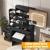 Vanity Desk with Sliding Mirror and Lights, Makeup Vanity Set with 4 Drawers, Stool, Power Outlet, Open Shelves, 3 Color Adjustable Lighting Modes - 2 of 4