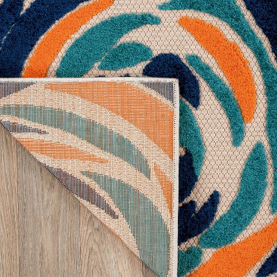 Modern Multi-Color Floral Synthetic Indoor/Outdoor Area Rug 8' x 10'