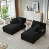 Double Chaise Lounge with Cupholders, Sleeper Loveseat with Spring-Padded Seats, Upholstered Corduroy Chaise Lounge-Coolbibila - 2 of 4