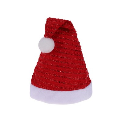 Unique Bargains Christmas Hat Striped Hat Polyester Non-Woven Fabric Red 11.81"x15.35" 1 Pc