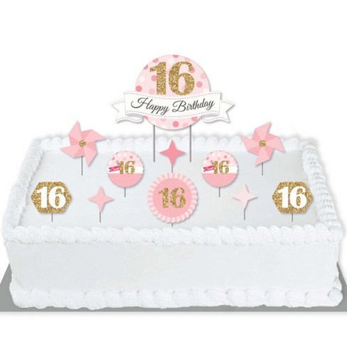 Big Dot Of Happiness Sweet 16 16th Birthday Party Cake Decorating Kit Happy Birthday Cake Topper Set 11 Pieces Target