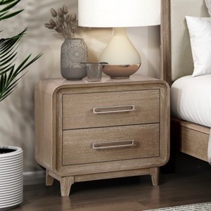 Modern Nightstand with 2 Storage Drawers, Rounded Corners, Metal Handles, Bedside Table for Bedroom or Guest Room -The Pop Home - 1 of 4