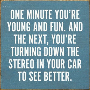 Slickblue Funny Aging Quote Wall Sign – “Turn Down Stereo to See” – Rustic 7x7 Wood Decor, Color Options - 1 of 3
