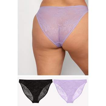Laser Cut Thong with Lace in Back 520 - Honeysuckle – Purple