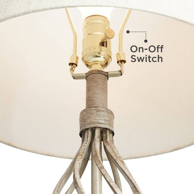 Annie 28" Weathered Sand Iron Table Lamps with Cream Shades, Set of 2
