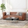 Upholstered 3 Seater Sofa for Living Room, Tuxedo Arm Design Sofa with Smooth Finish, PU Leather Couch with Birch Wood Legs-Baofuwish - 2 of 4