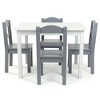 5pc Kids' Wood Table and Chair Set White/Gray - Humble Crew: Toddler Dining Furniture, MDF, Rectangle, Ages 3+ - 2 of 4