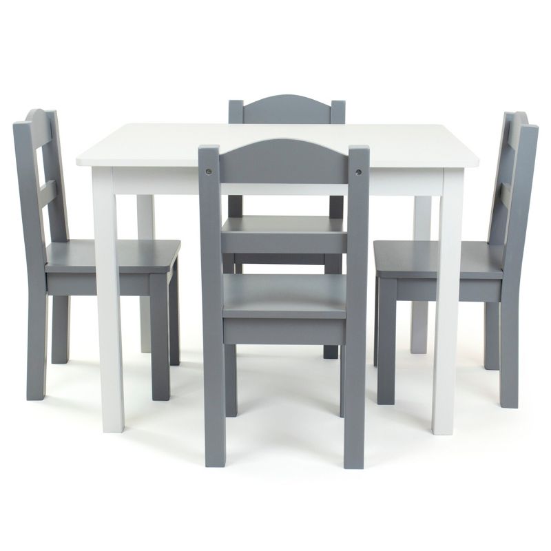 5pc Kids&#39; Wood Table and Chair Set White/Gray - Humble Crew, 3 of 9