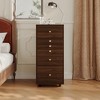 Famapy Walnut Rolling Vanity Dresser – LED Mirror + Multi-Layer Storage + Foldable Worktop - 2 of 4