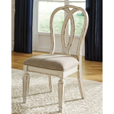 Set of 2 Realyn Ribbon Back Dining Upholstered Side Chair Chipped White - Signature Design by Ashley: Polyester, Textured Finish, Wood Frame