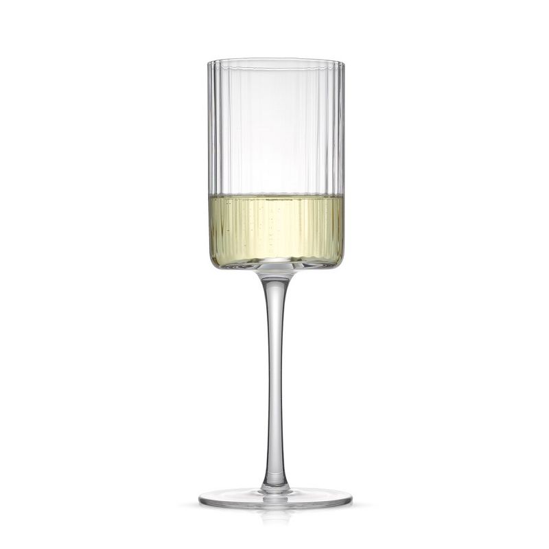 JoyJolt Elle Fluted Cylinder White Wine Glass - 11.5 oz Long Stem Wine Glasses - Set of 2, 5 of 7