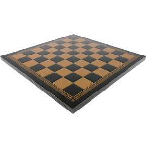 WorldWise Imports - Italfama Chess Board - 13" Black & Gold Faux Leather Chess Board - 1 of 1