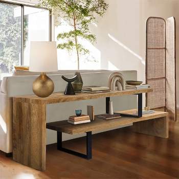 Constance 90° Rotation And Wide Extension Length From 55" to 107" Rectangle Console Table-The Pop Maison