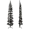 vidaXL Slim Artificial Half Christmas Tree - Space-Saving 7 ft Black PVC Christmas Tree with Steel Stand - Modern Style - 2 of 4