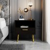 FUFU&GAGA Black Modern Nightstand with Drawer and Open Shelf - 2 of 4
