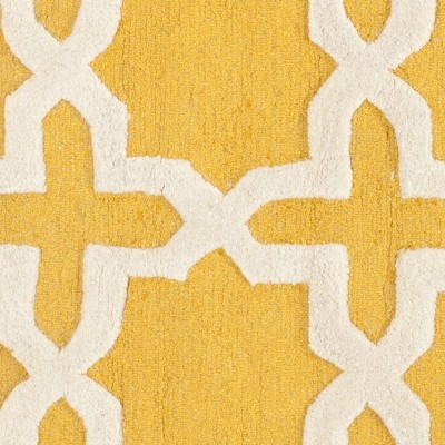 Gold and Ivory Hand-Tufted Wool Geometric 6' Square Rug