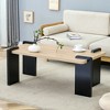 Vynxaria Natural Wood-Colored MDF Coffee Table - Black Legs, 39.3 x 23.6 x 17.7 Inches, for Modern Minimalist Living Rooms & Leisure Areas - 3 of 4