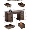 Dyonery 60" Farmhouse Executive Desk Wood Computer Office Desk with Drawers & Cabinet Antique - 2 of 4