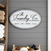HomeRoots 14" X 22" White And Dark Gray The Laundry Co Metal Oval Wall Decor - 2 of 4