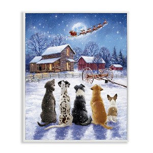 Stupell Industries Snowy Farm Dogs Black Framed Giclee Art - 1 of 4