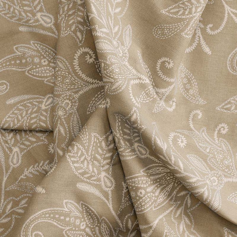 Ellis Curtain Lexington Leaf Pattern on Colored Ground Curtain Pair with Ties Tan, 4 of 5