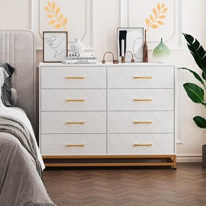 Jojoka TrailBlaze 8 Drawer Dresser TV Stand Modern Wood Storage Chest with Metal Handles for Bedroom Living Room and Hallway Organizer - 1 of 4
