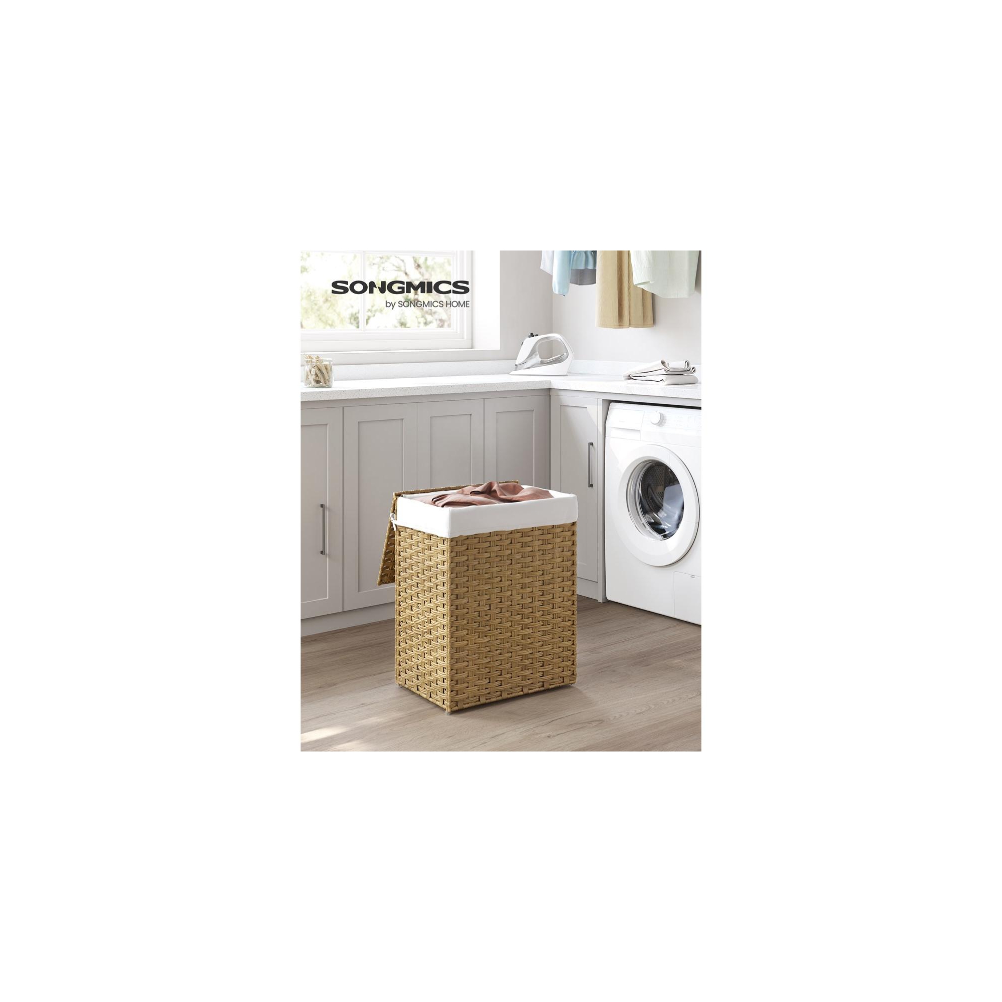 23.8 Gal (90L) Laundry Hamper Laundry Basket with Lid and Handles Wicker hamper Natural