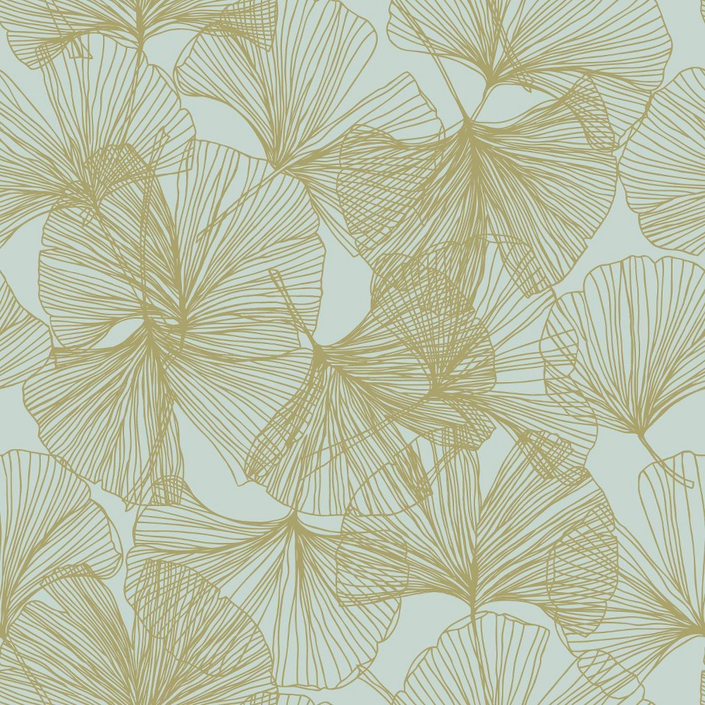 Photos - Wallpaper Roommates Ginkgo Leaves Peel and Stick  Green/Gold 