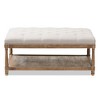 Carlotta French Country Weathered Oak Linen Rectangular Coffee