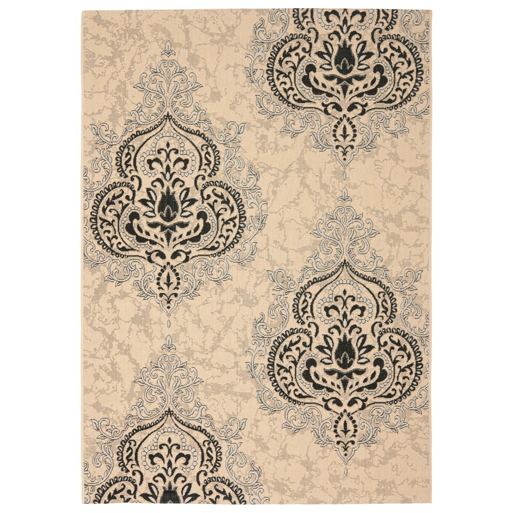 5'3inX7'7in Rectangle Blois Patio Rug Creme/Black - Safavieh