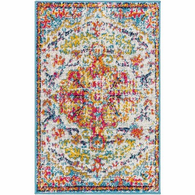 Mark & Day Olivia 2'x3' Rectangle Woven Indoor Area Rugs Saffron/Teal: Traditional Medallion, Stain-Resistant, Pet Friendly