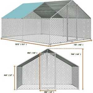 Dyonery Chicken Coop Run with Immersed Wire Mesh , Metal Chicken Run in for Yard with Waterproof Cover and Secure Lock - 1 of 4