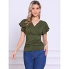 Allegra K Women's Summer V Neck Ruffle Sleeve Casual Faux Wrap Blouse - 4 of 4