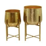 10" Wide 2pc Planter Pots Modern Metal Gold - Olivia & May