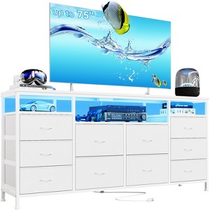 10 Drawer Dresser Tv Stand for 65 70 75 Inch Tv, 63" W Long Fabric Dresser Entertainment Center - 1 of 4