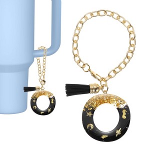 Unique Bargains Resin Lightweight Decorative Tassel Keychain Handle Charm Black with Gold Foil 1 Pc - 1 of 4