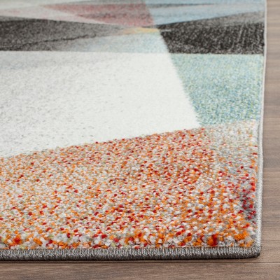 Art-Inspired Grey Multi Floral Hand-Knotted Synthetic Area Rug