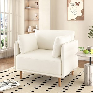 CAVINAS Polyester Accent Chair with Soft Cushions and Wooden Legs,Modern Upholstered Living Room Chairs,Reading Chairs for Living Room - 1 of 4