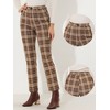 Allegra K Women's Plaid Tartan High Waisted Button Casual Pants Brown Plaid  Small : Target