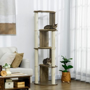 Corner Cat Tree Tower for Indoor Cats,65" Multi-Level Scratching Post with Perches,Space-Saving Cat Furniture-LAOTIES - 1 of 4
