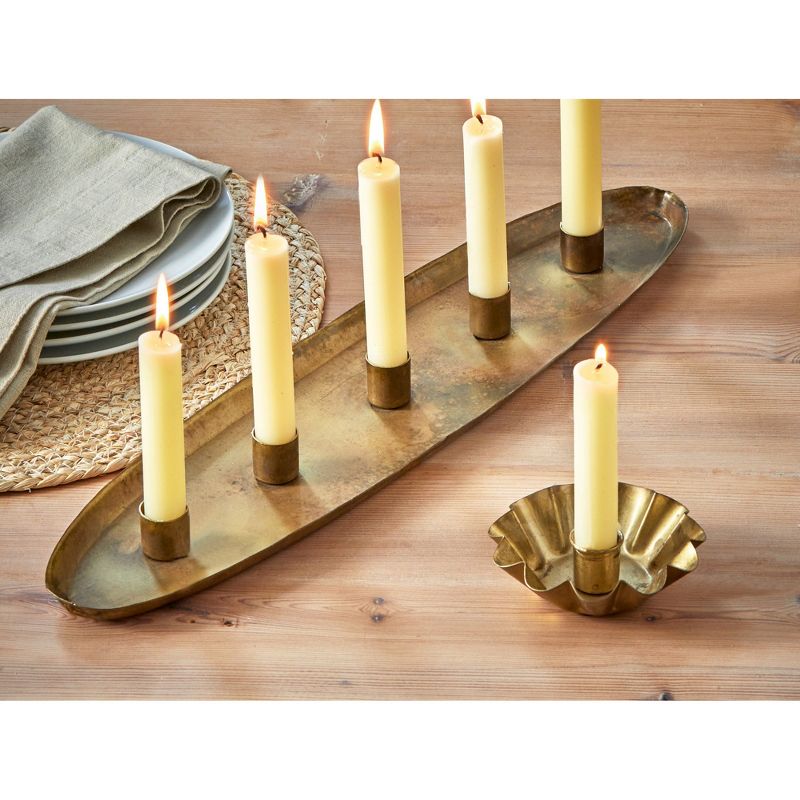 tag Gold Metal Cinco 5 Taper Candle Holder Tray, 20.0L x 5.0W x 1.0H inches, 2 of 4