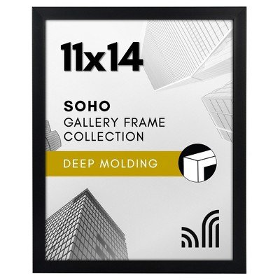 Americanflat 11x14 Picture Frame with Shatter-Resistant Glass - Soho - Gallery Style Deep Molding Picture Frames - Black